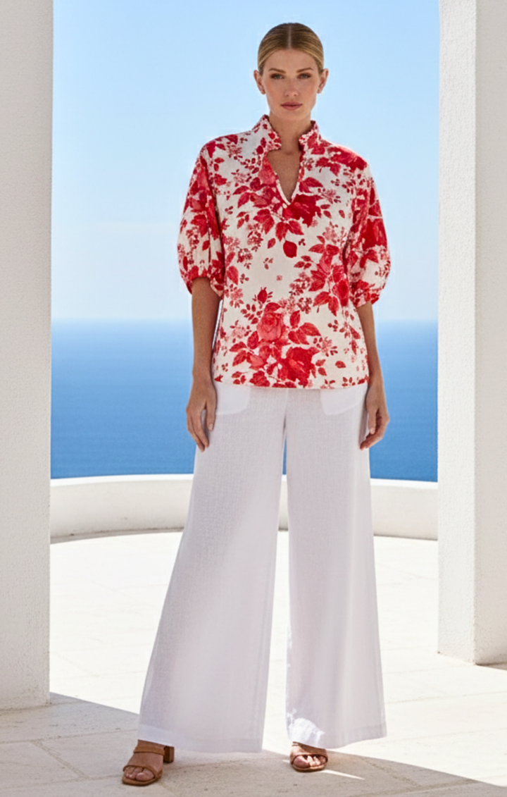 Adele l Mandarin Collar Blouse