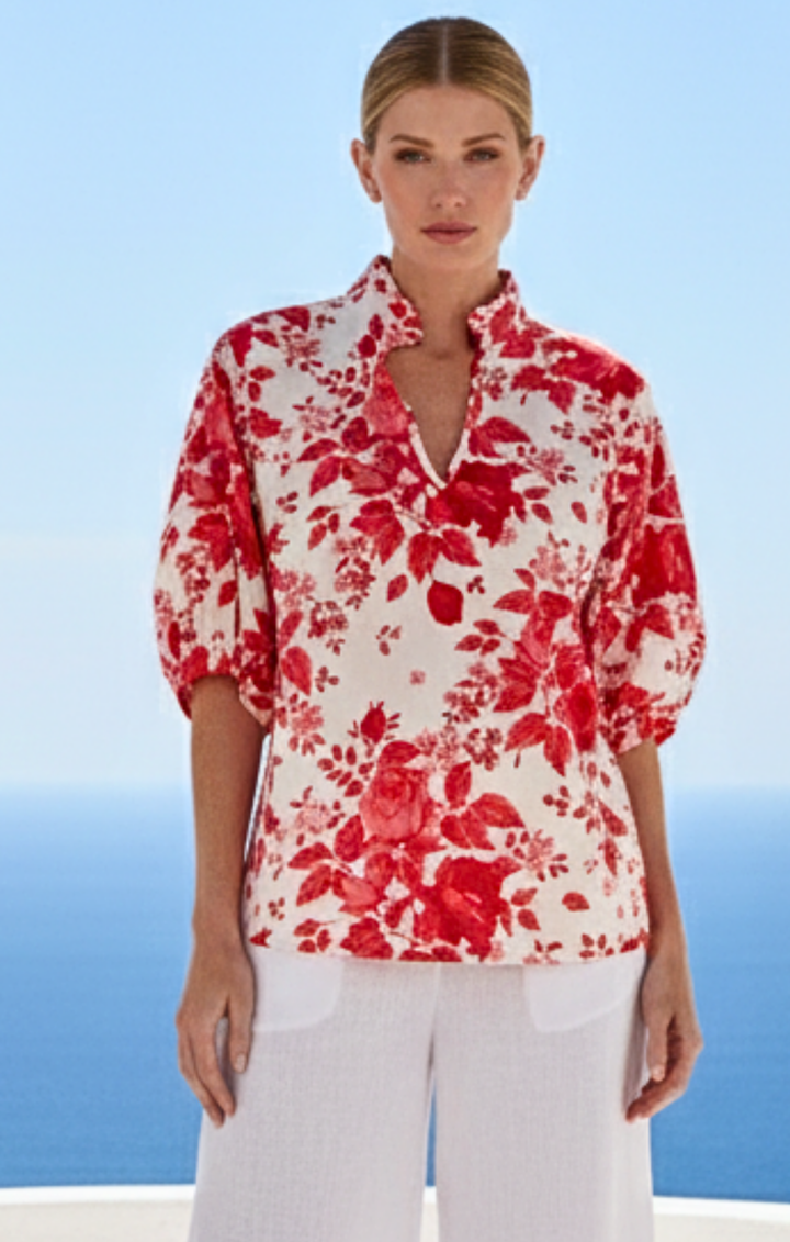 Adele l Mandarin Collar Blouse