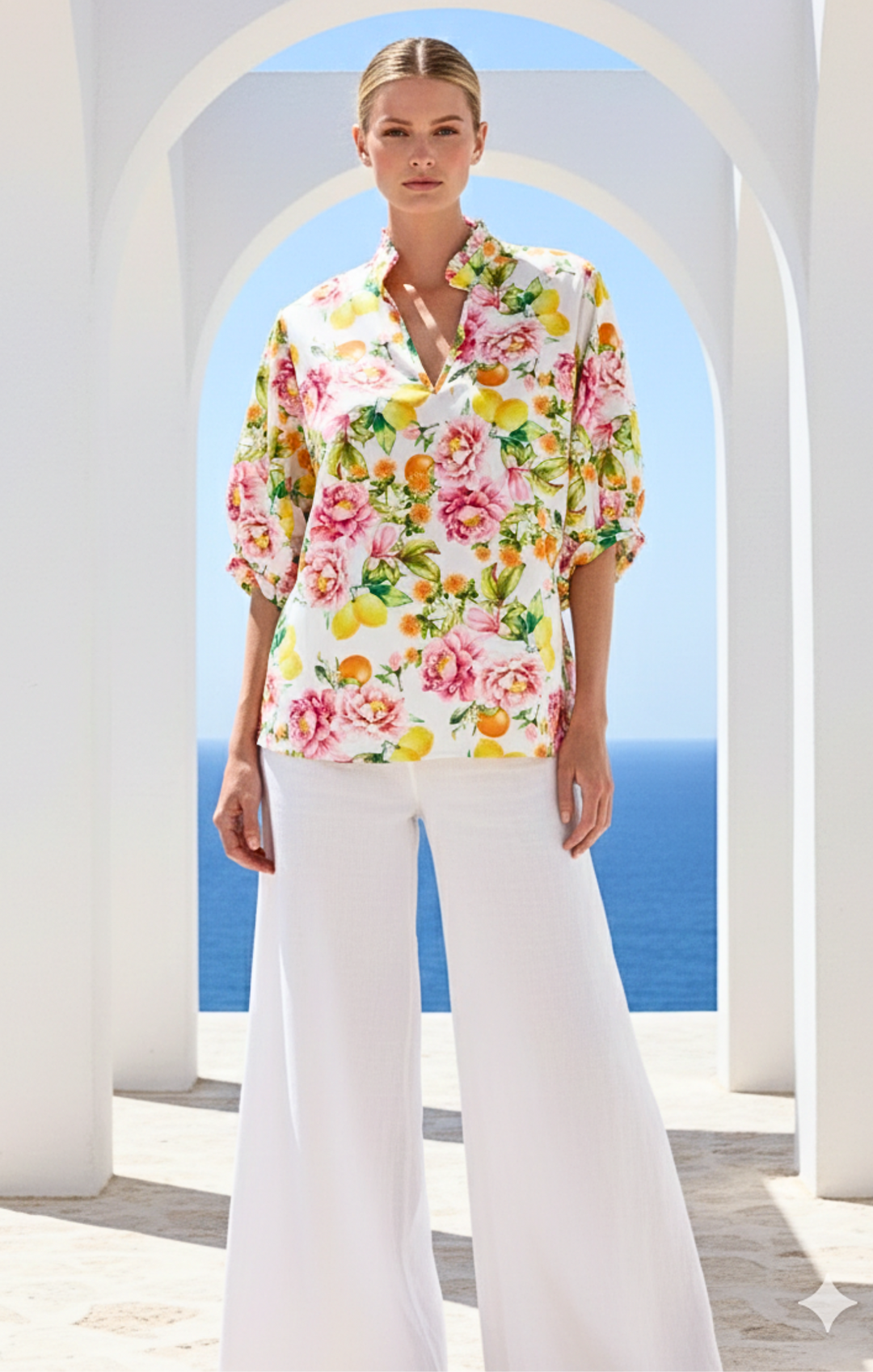 Adele l Mandarin Collar Blouse