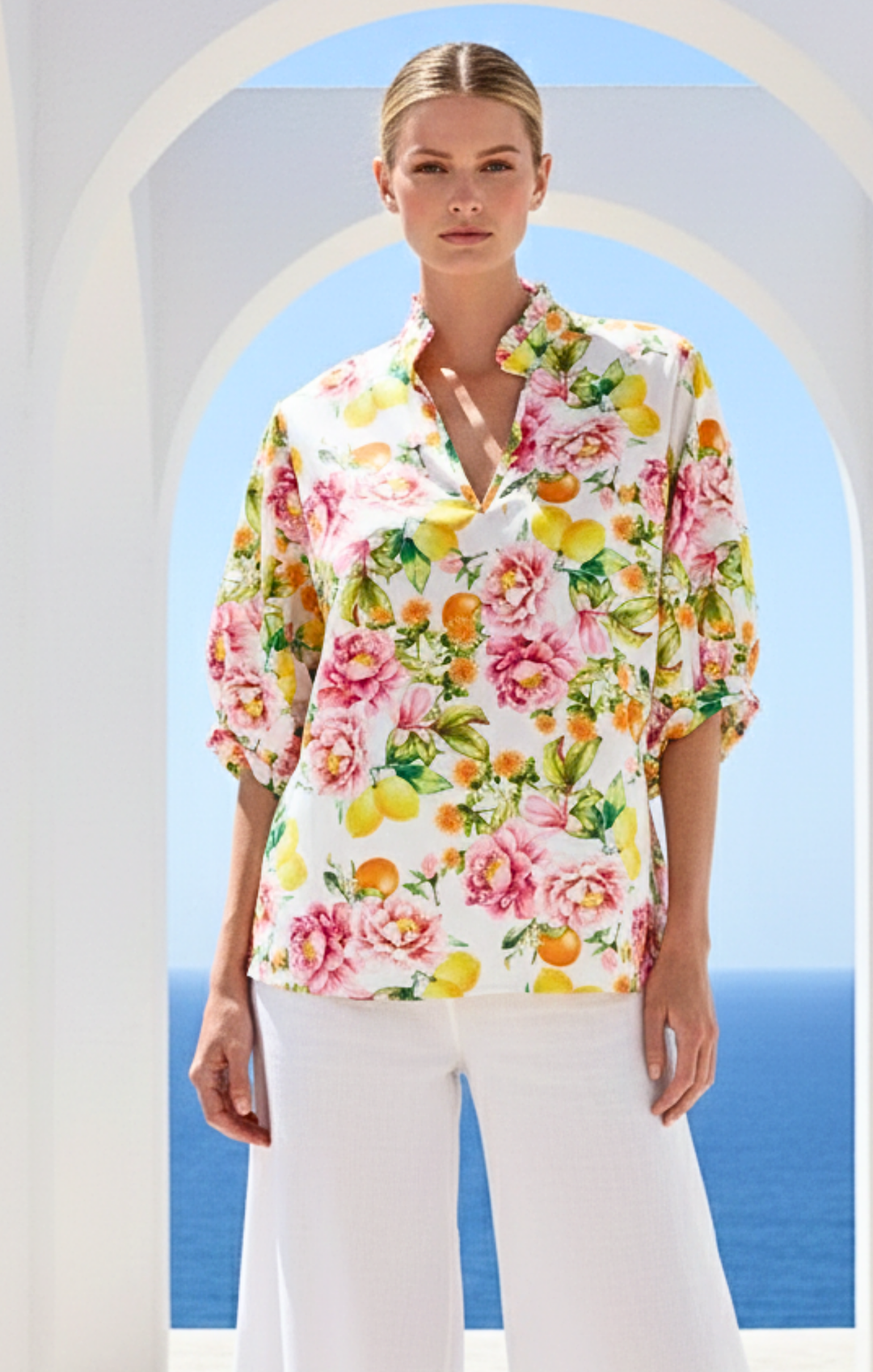 Adele l Mandarin Collar Blouse