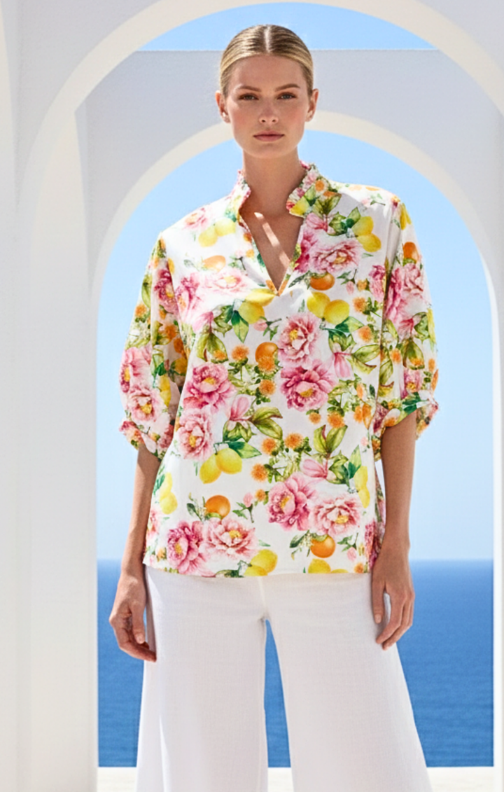 Adele l Mandarin Collar Blouse