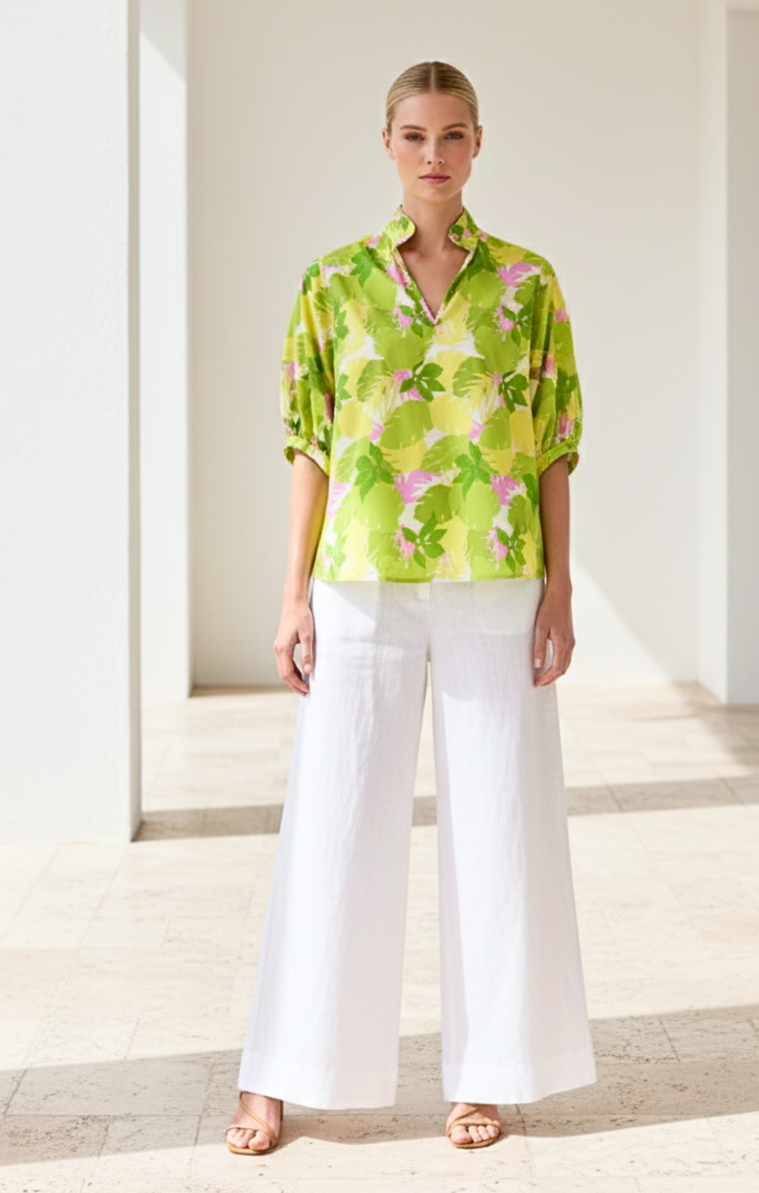 Adele l Mandarin Collar Blouse