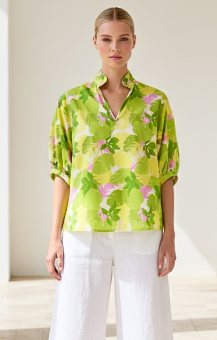 Adele l Mandarin Collar Blouse