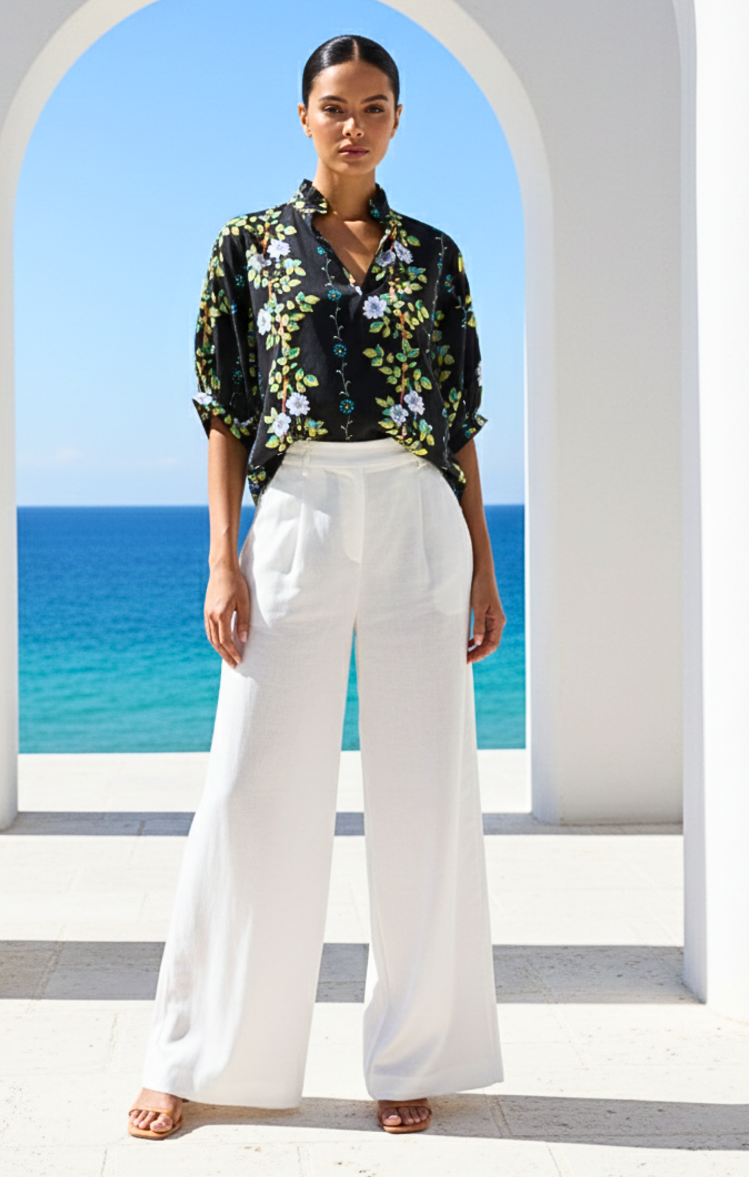 Adele l Mandarin Collar Blouse