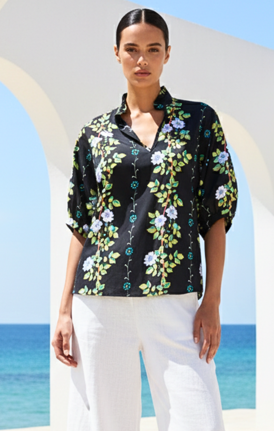 Adele l Mandarin Collar Blouse