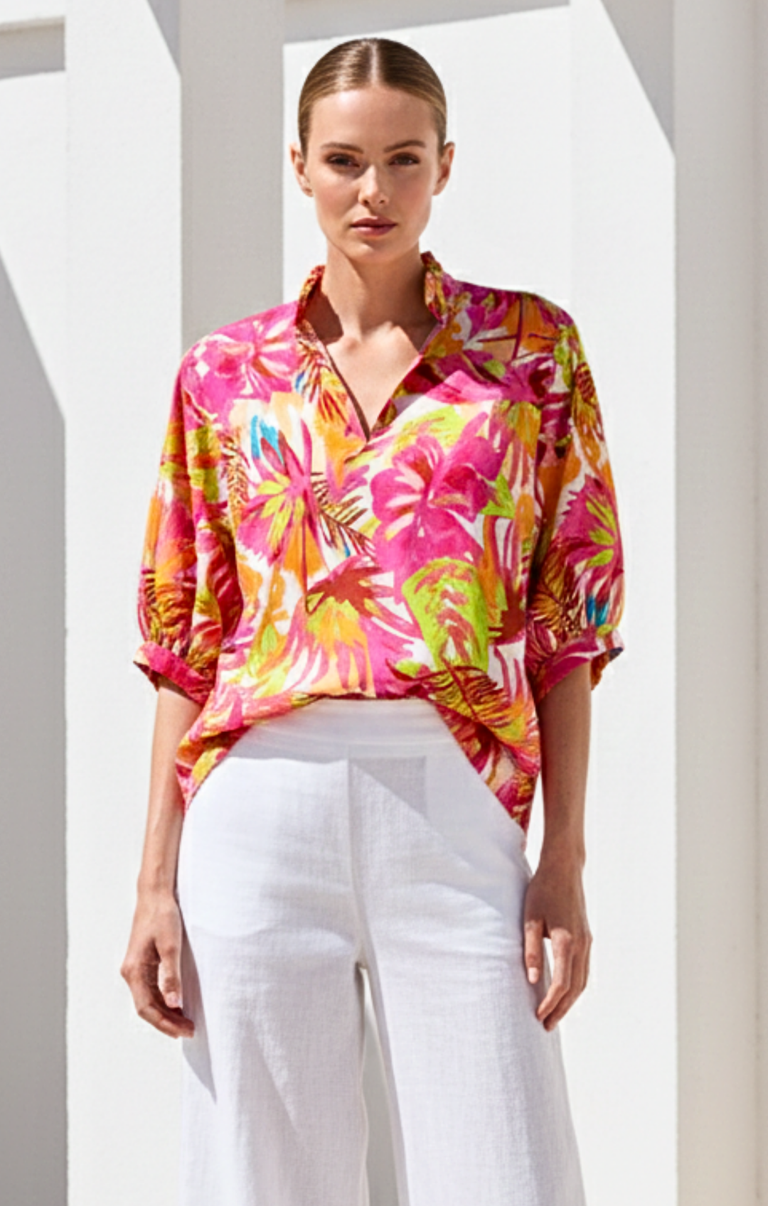 Adele l Mandarin Collar Blouse