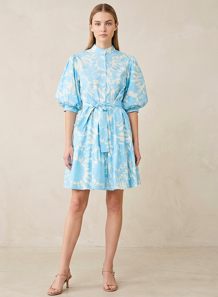 MINA COTTON PUFF SLEEVE BUTTON DOWN DRESS