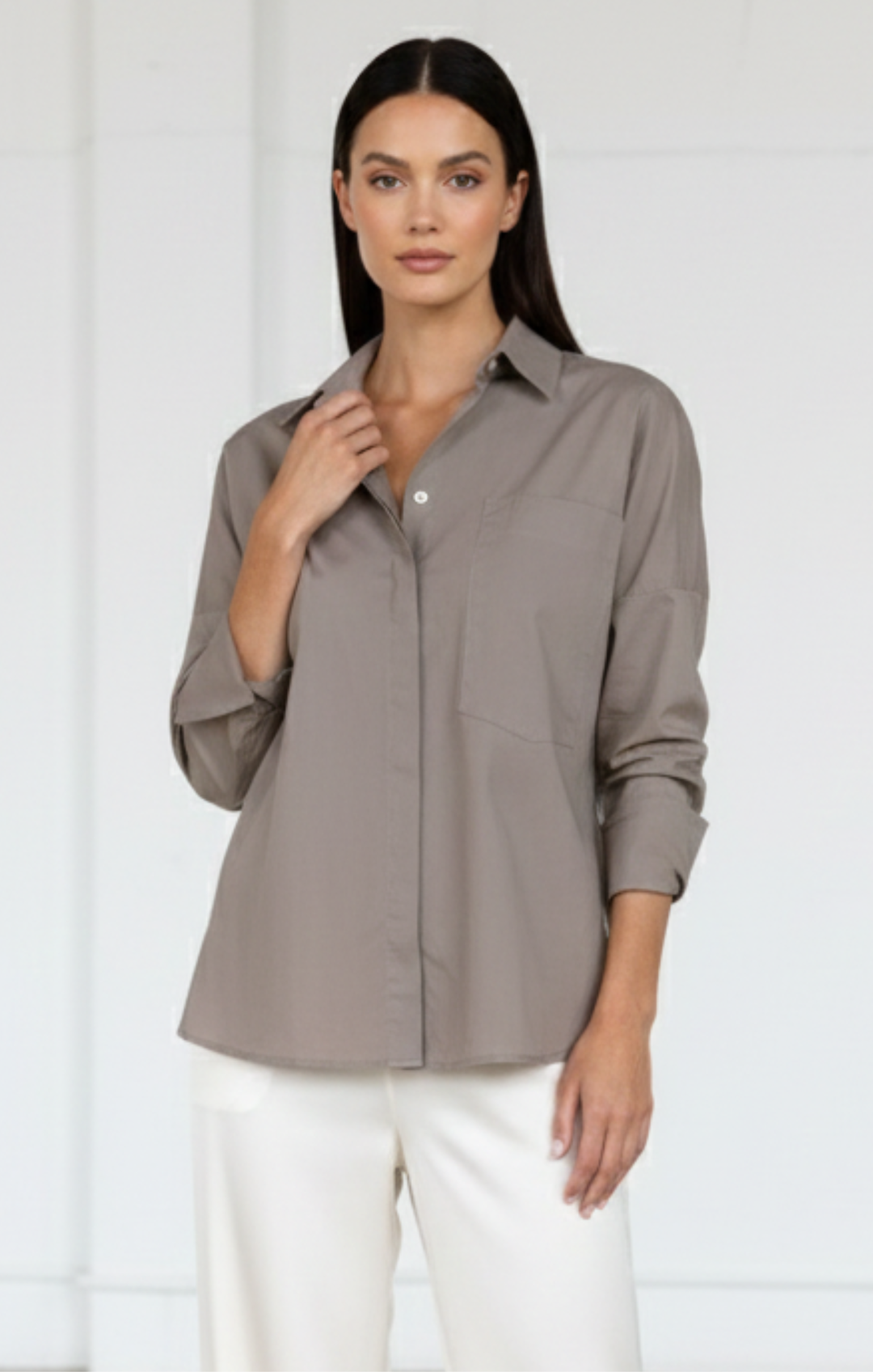 Lorena Oversized Black Button-Down Poplin Shirt