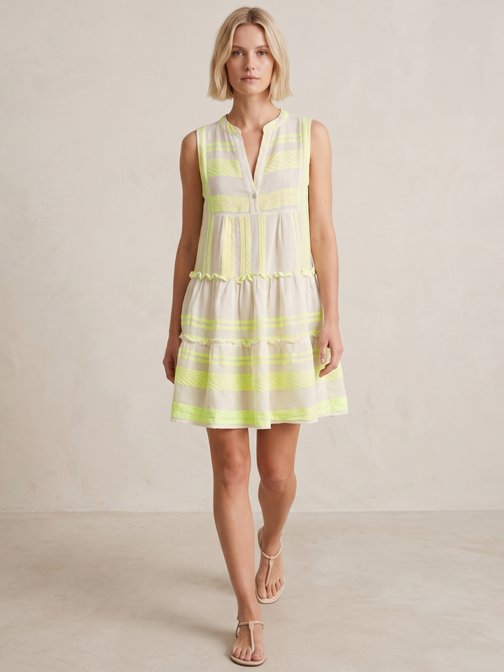 THE VALENTINA SLEEVELESS TIERED COTTON MINI BOHO DRESS