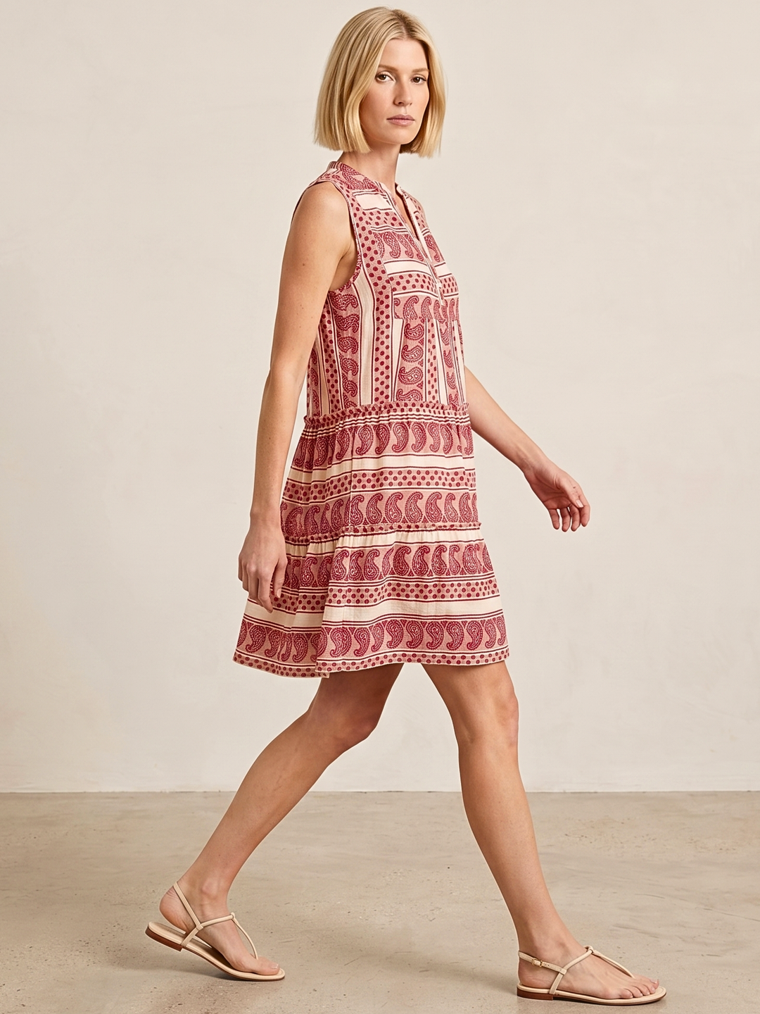 THE VALENTINA SLEEVELESS TIERED COTTON MINI BOHO DRESS