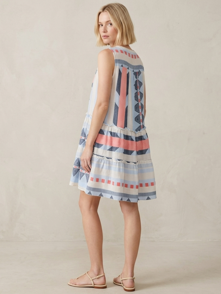 THE VALENTINA SLEEVELESS TIERED COTTON MINI BOHO DRESS