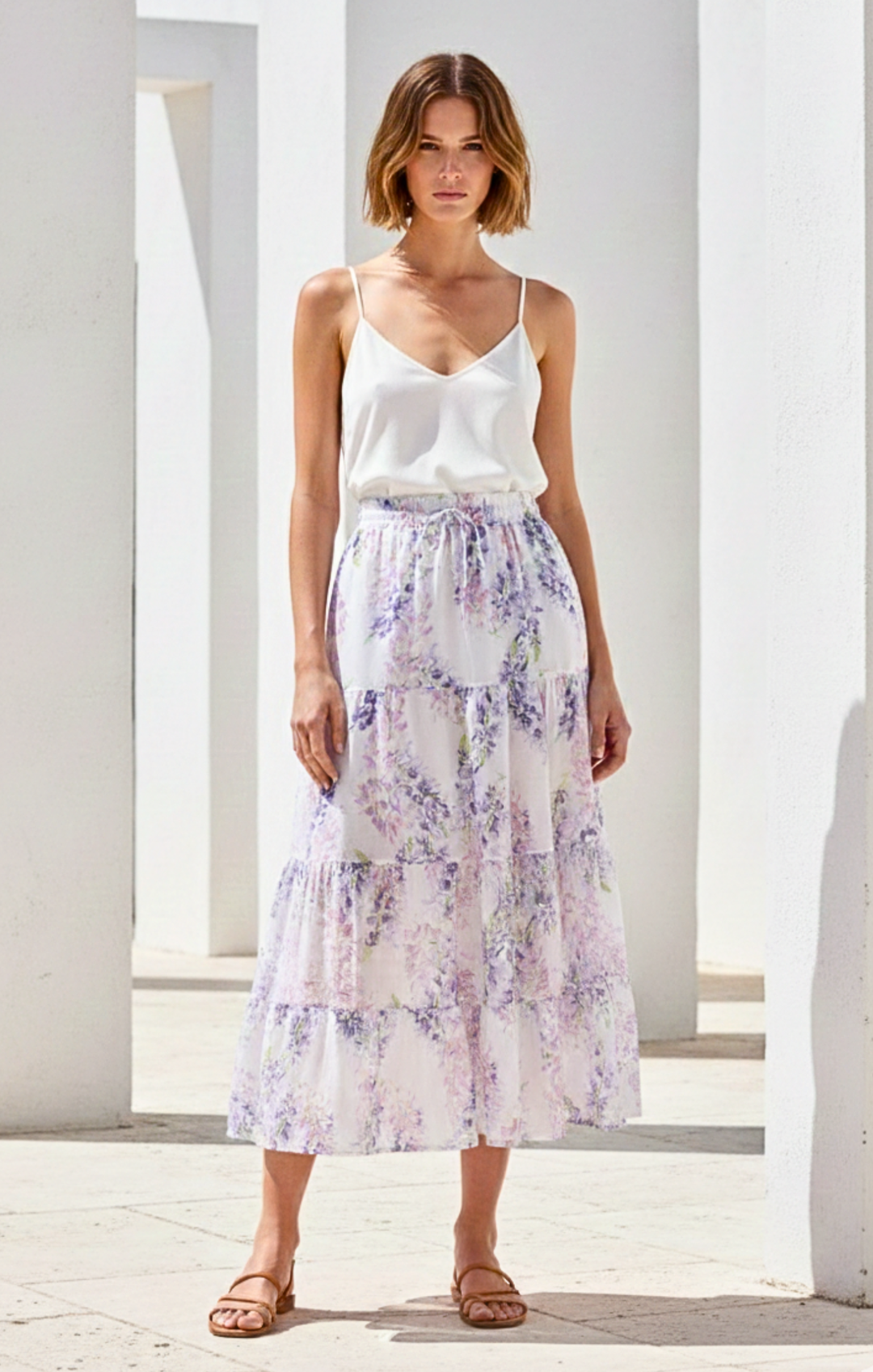 Viera  Tiered Maxi Light Cotton Skirt