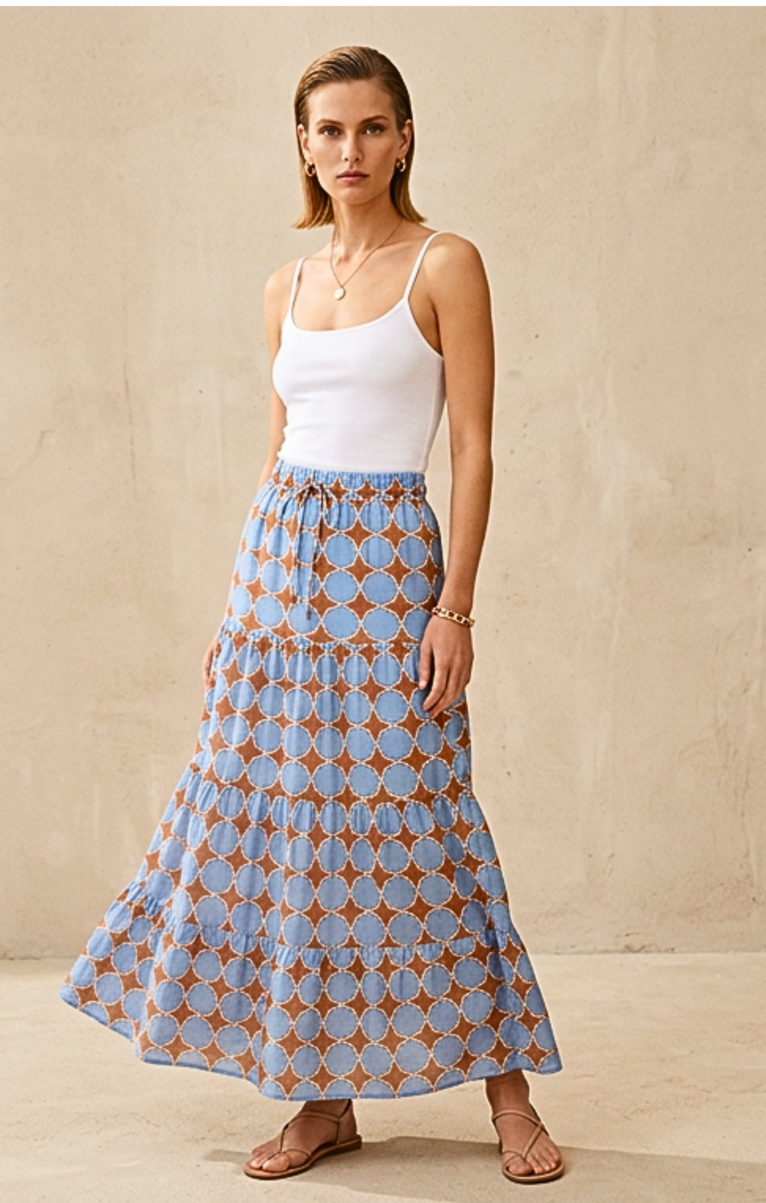 Viera  Tiered Maxi Light Cotton Skirt