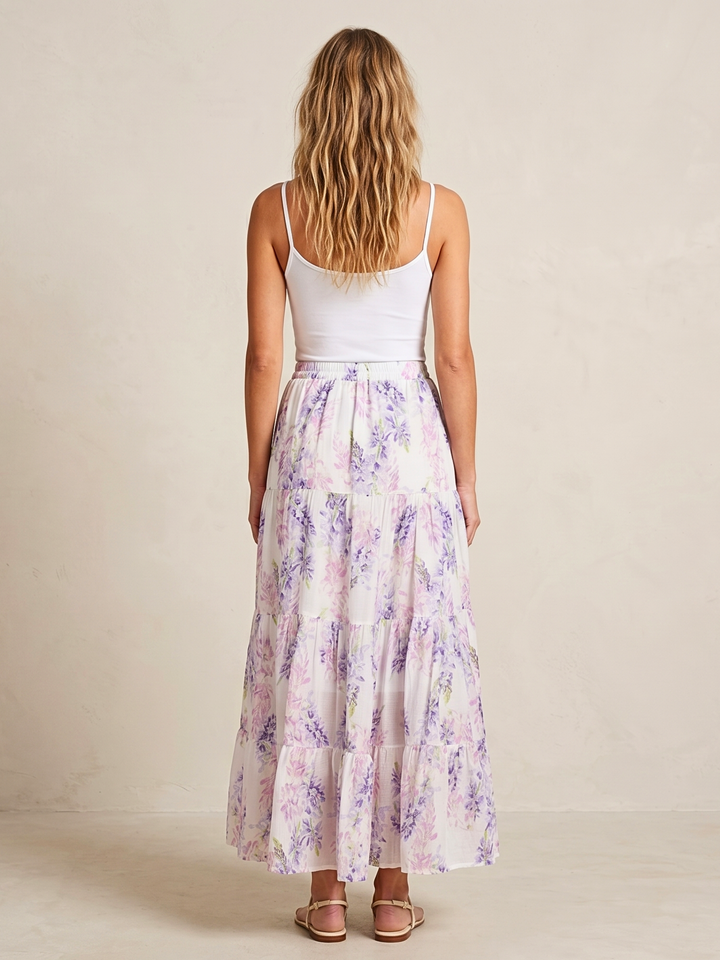 Viera  Tiered Maxi Light Cotton Skirt