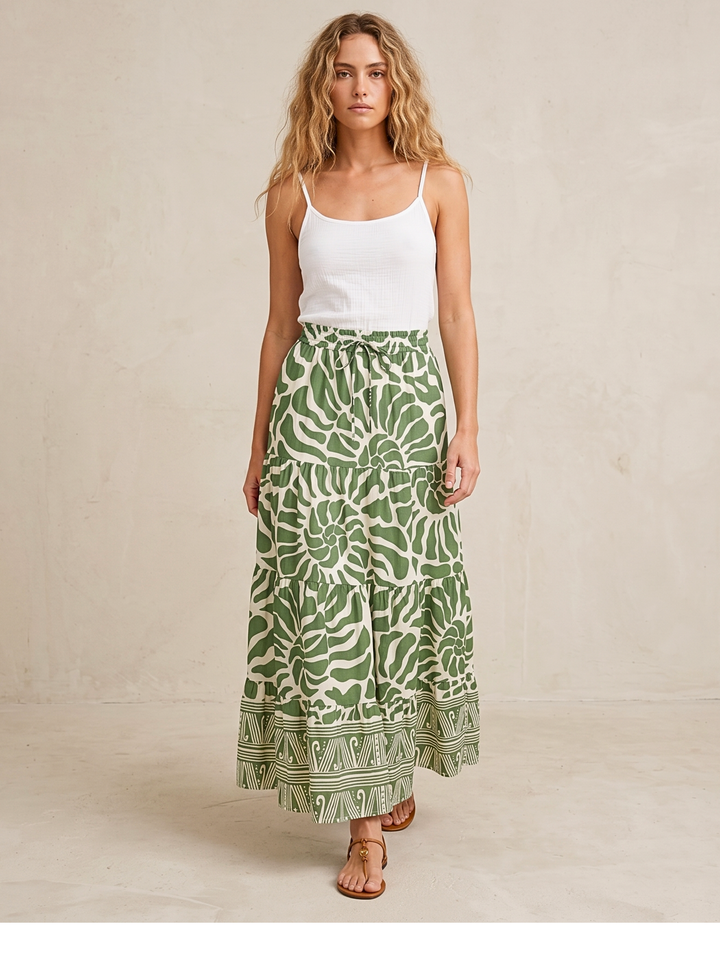 Viera  Tiered Maxi Light Cotton Skirt