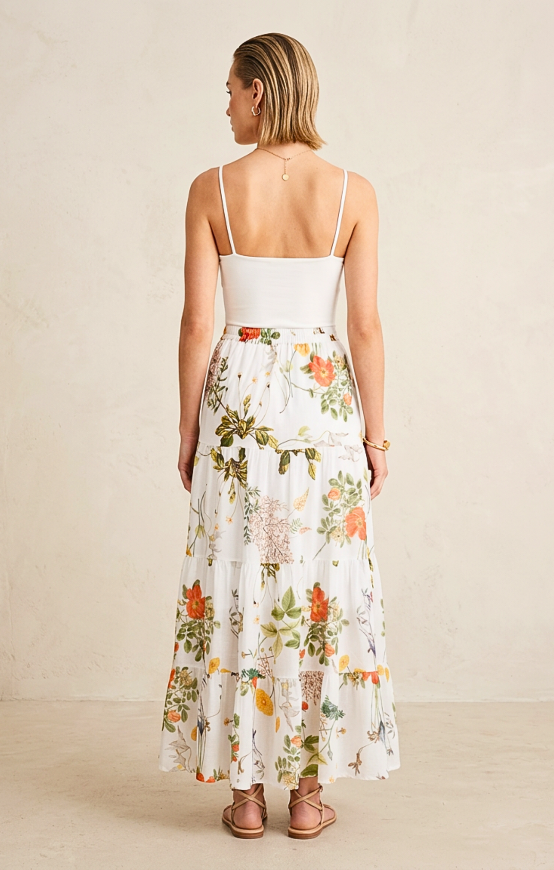 Viera  Tiered Maxi Light Cotton Skirt