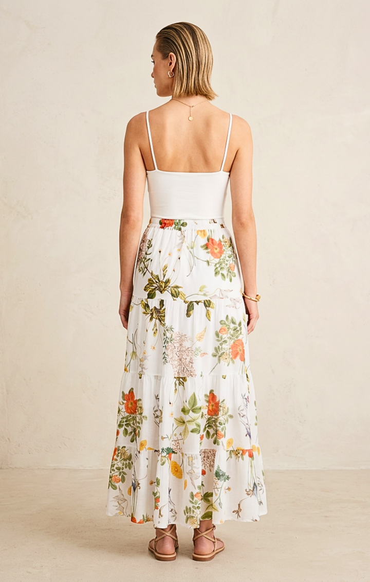 Viera  Tiered Maxi Light Cotton Skirt