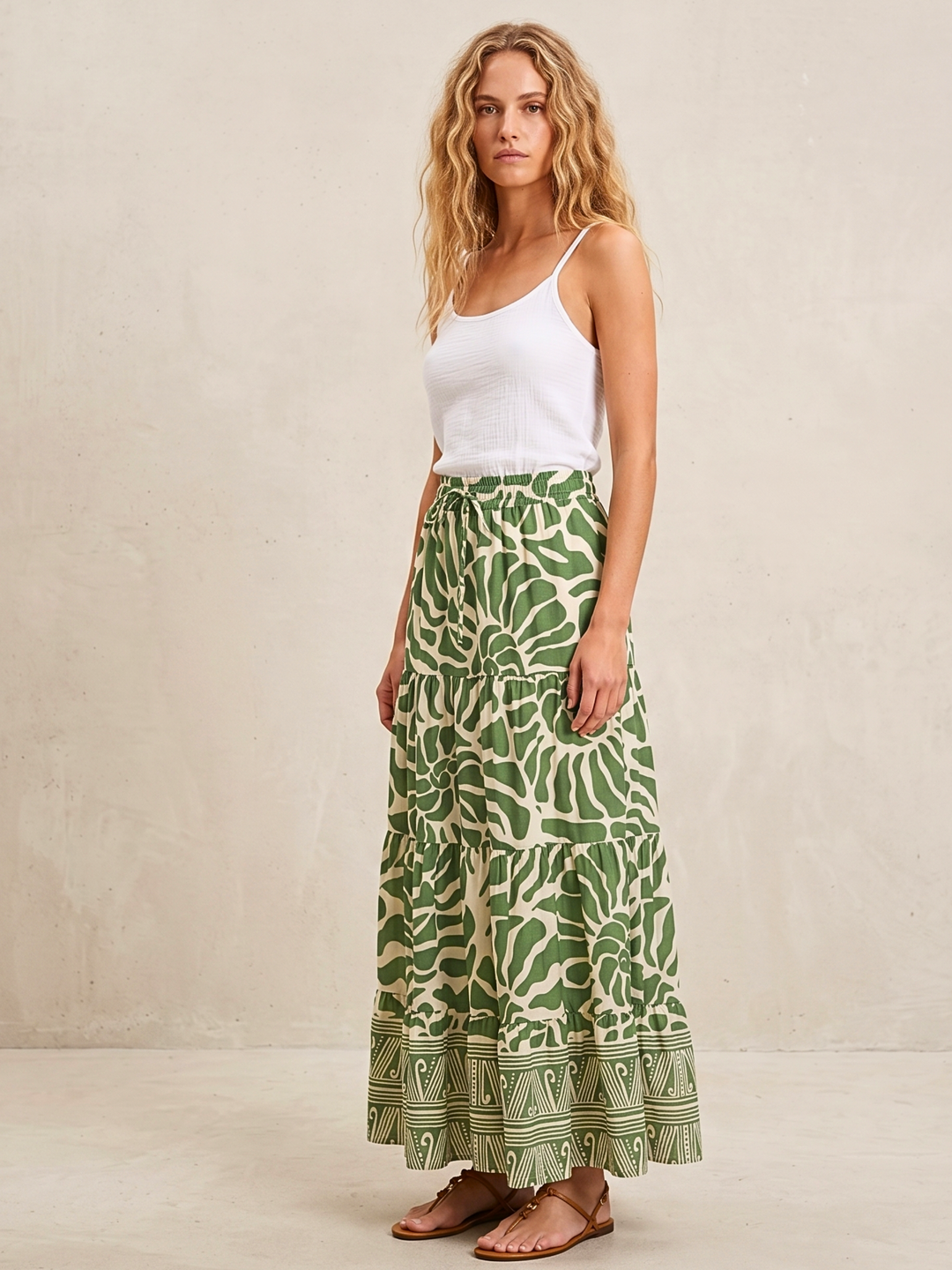 Viera  Tiered Maxi Light Cotton Skirt
