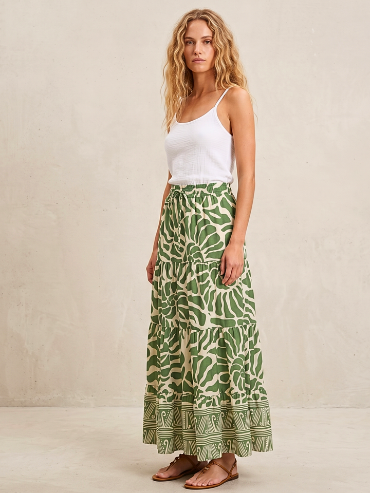 Viera  Tiered Maxi Light Cotton Skirt