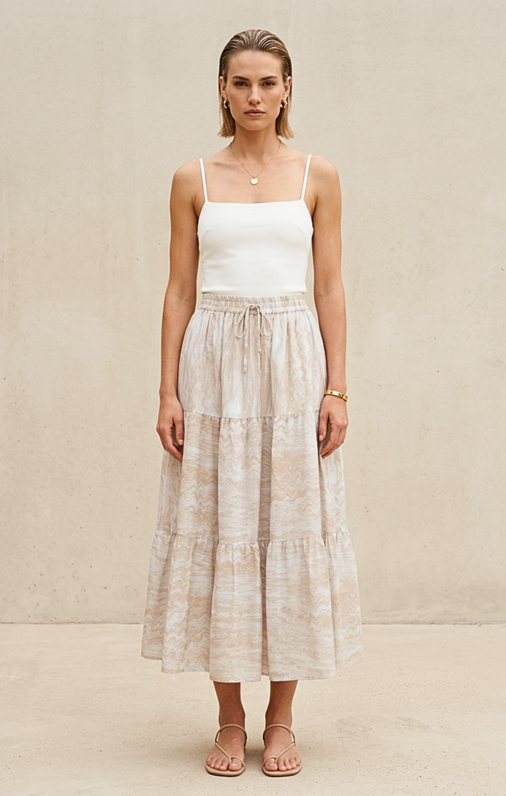 Viera  Tiered Maxi Light Cotton Skirt