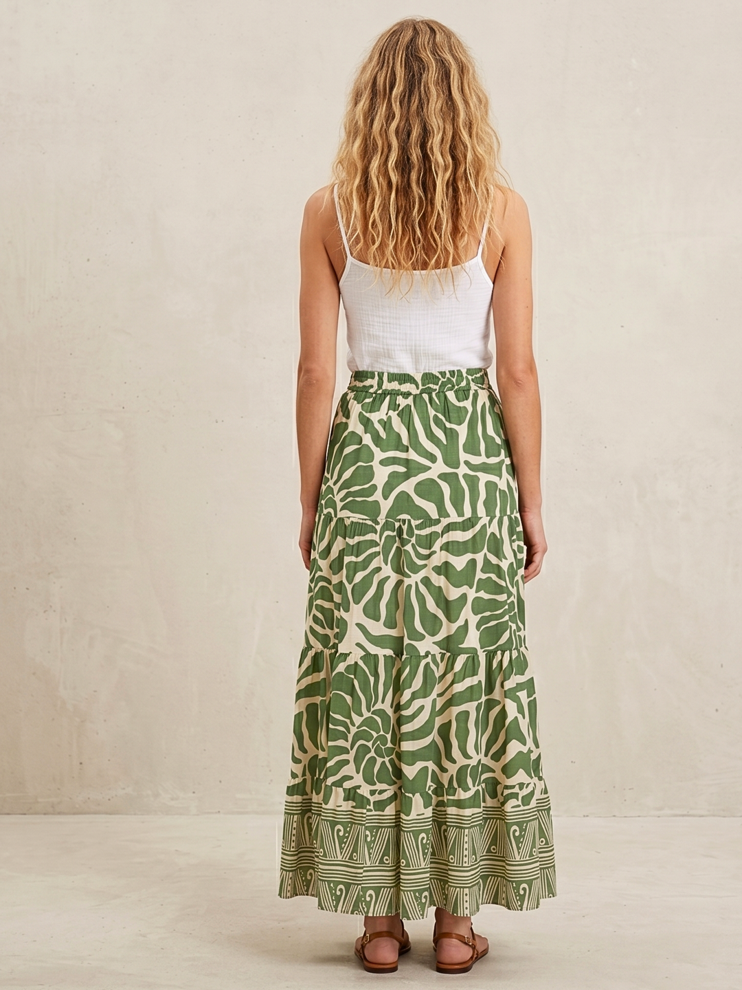 Viera  Tiered Maxi Light Cotton Skirt