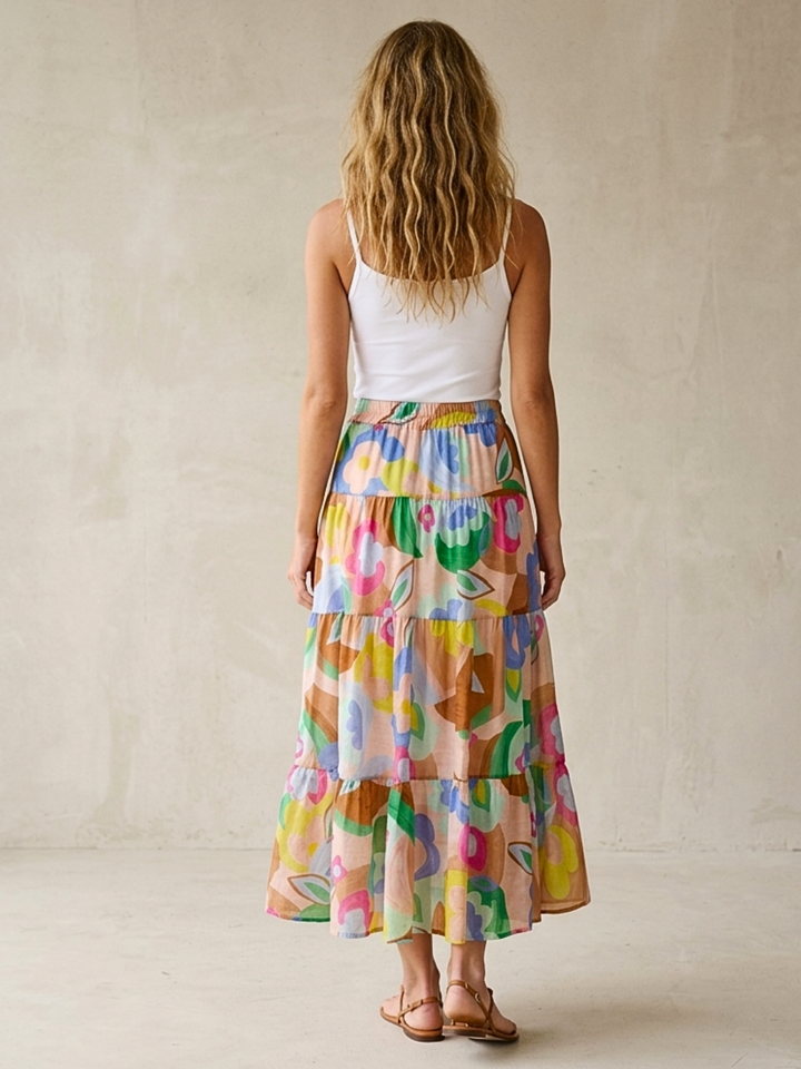 Viera  Tiered Maxi Light Cotton Skirt