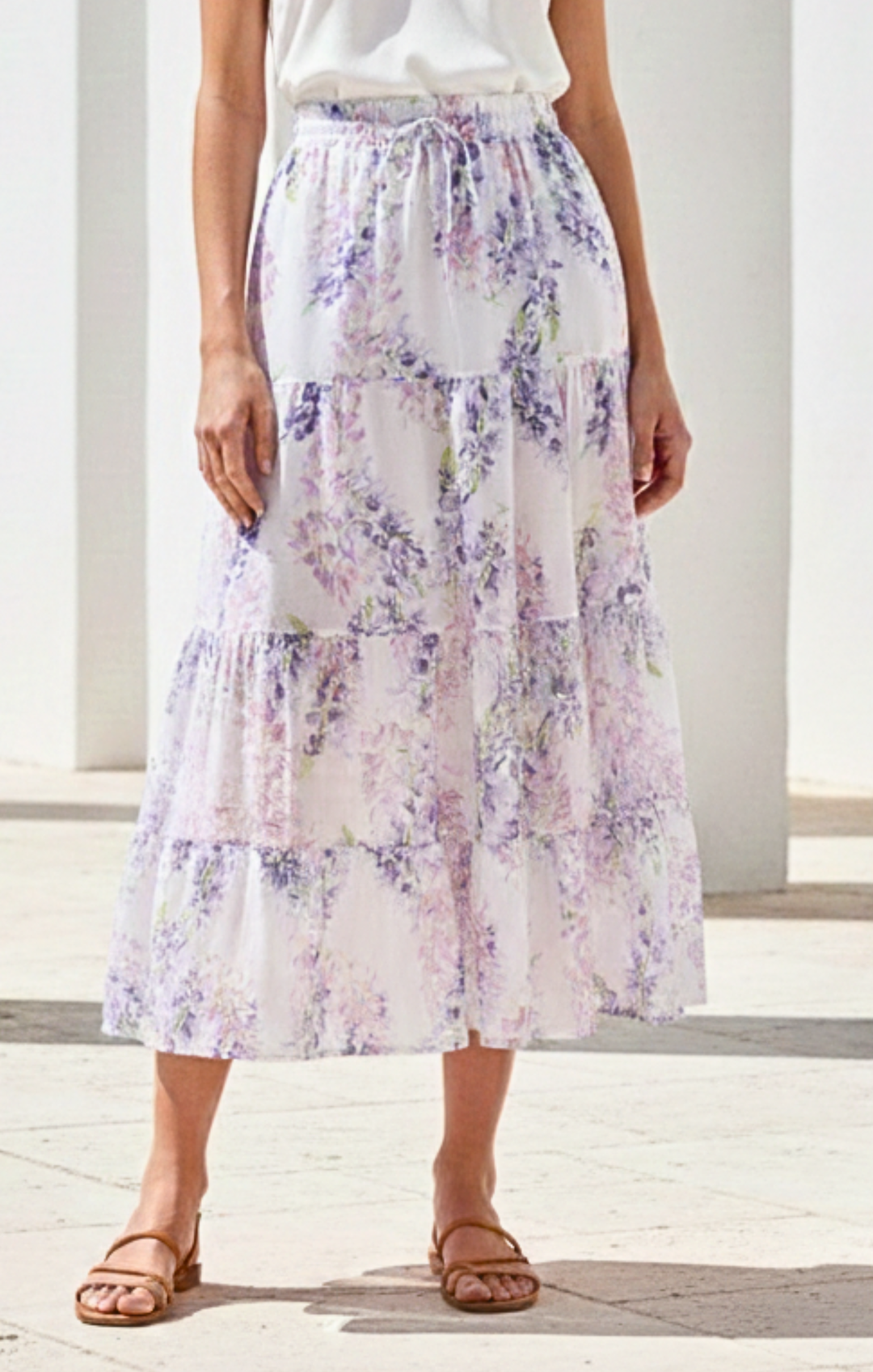 Viera  Tiered Maxi Light Cotton Skirt