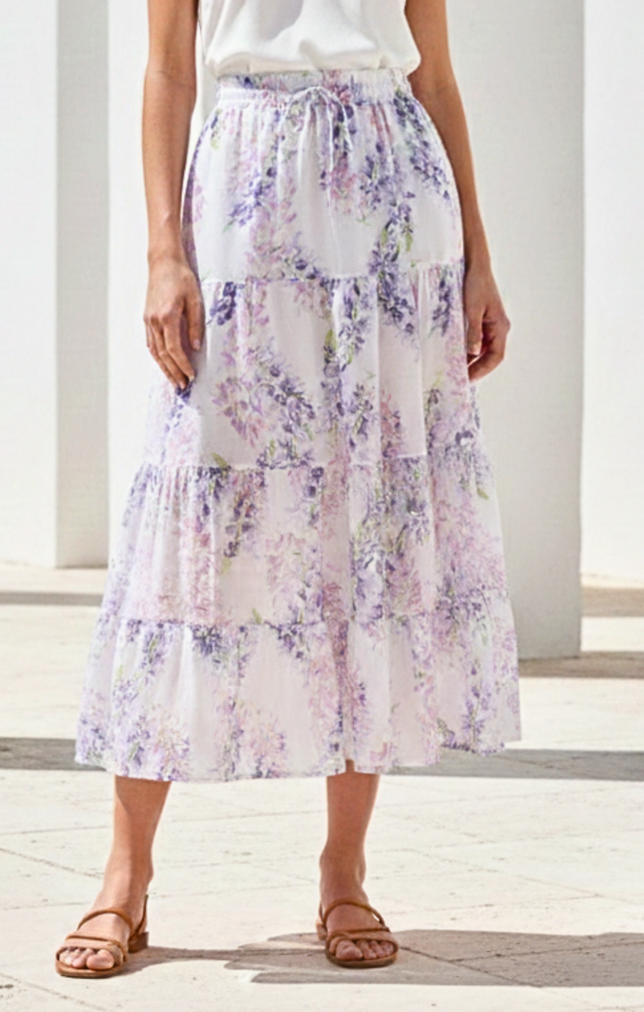 Viera  Tiered Maxi Light Cotton Skirt