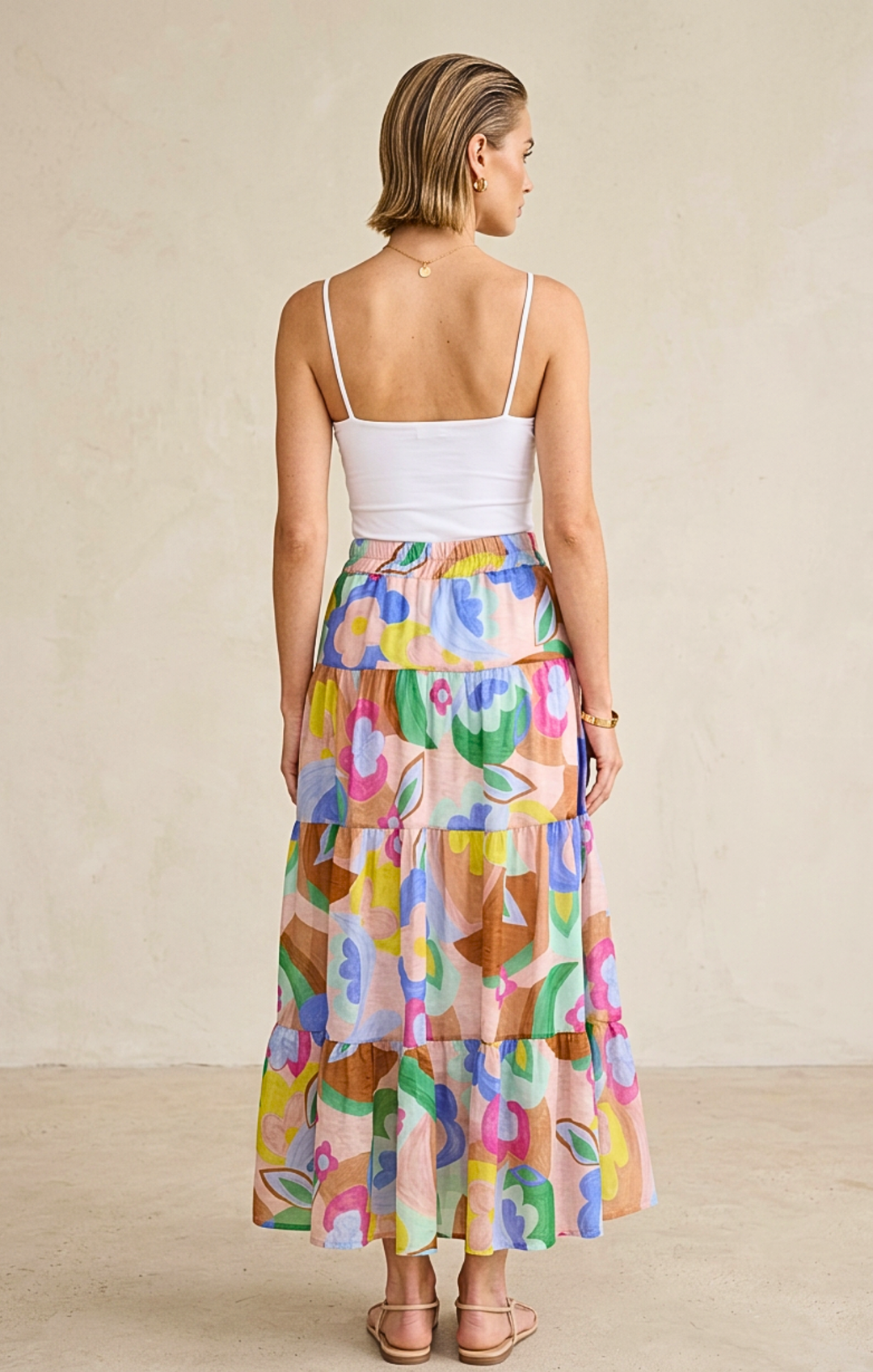 Viera  Tiered Maxi Light Cotton Skirt