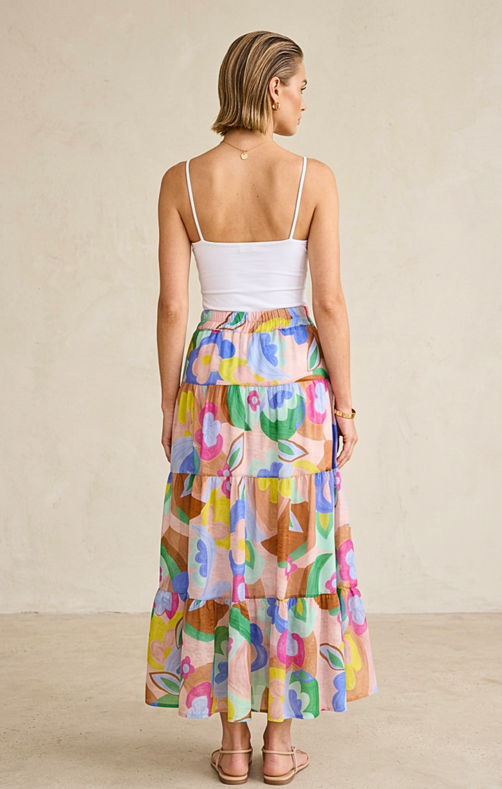 Viera  Tiered Maxi Light Cotton Skirt