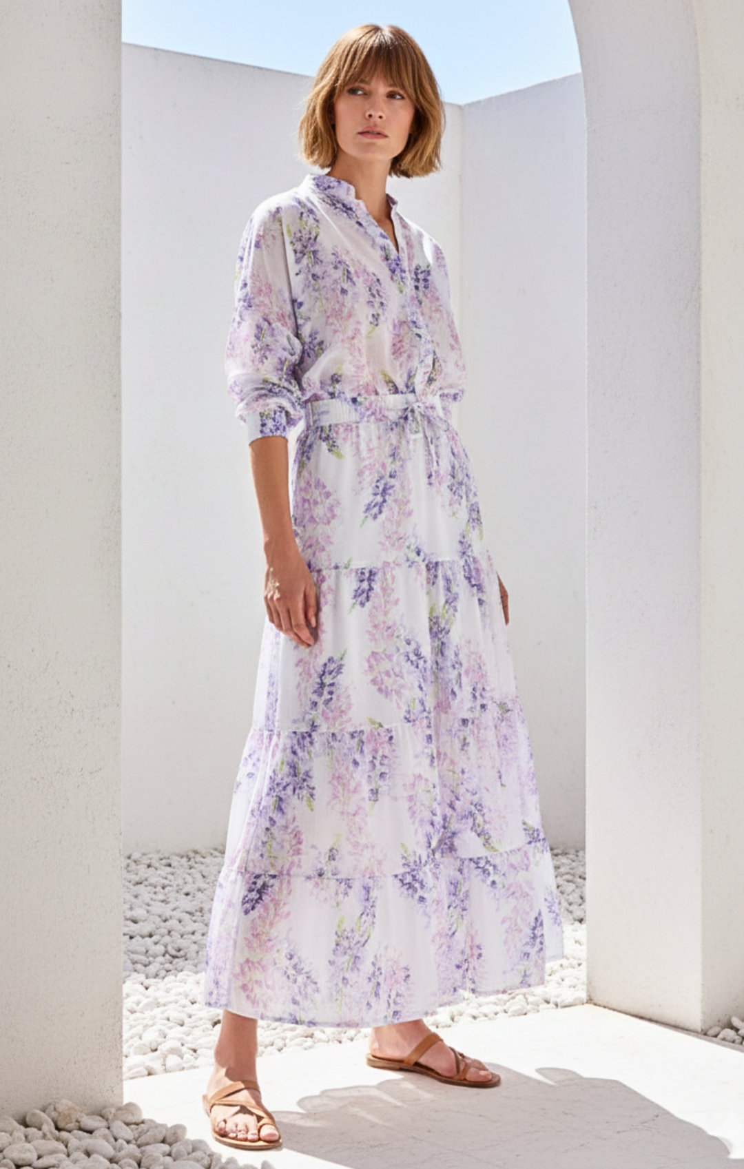 Viera  Tiered Maxi Light Cotton Skirt