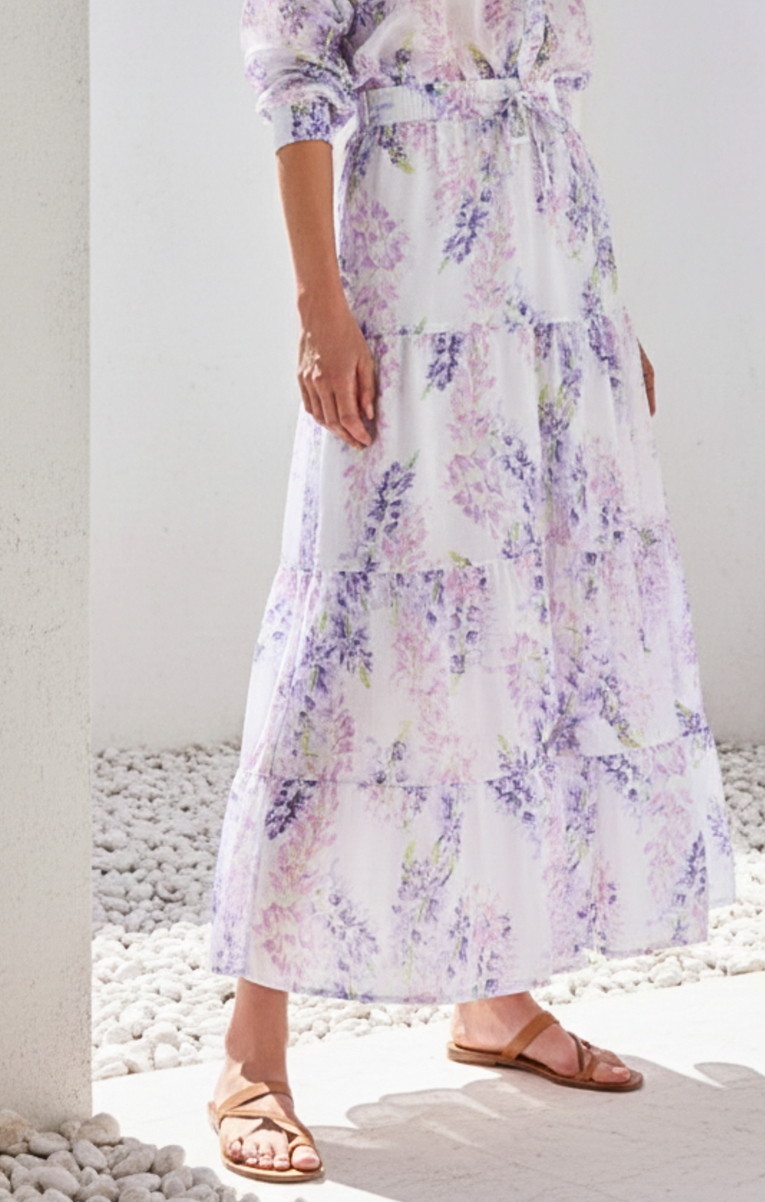 Viera  Tiered Maxi Light Cotton Skirt