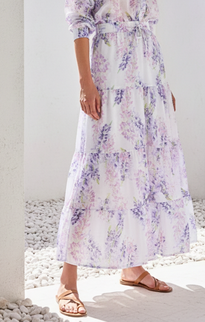 Viera  Tiered Maxi Light Cotton Skirt