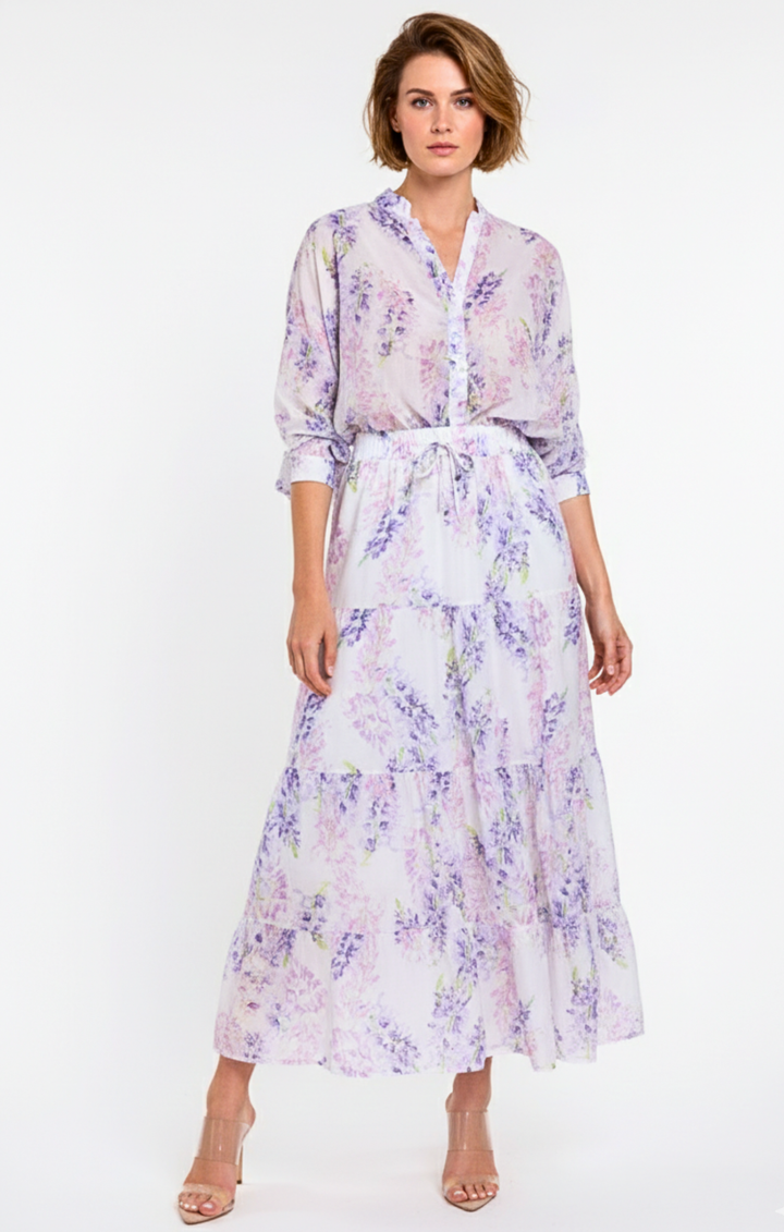 Viera  Tiered Maxi Light Cotton Skirt