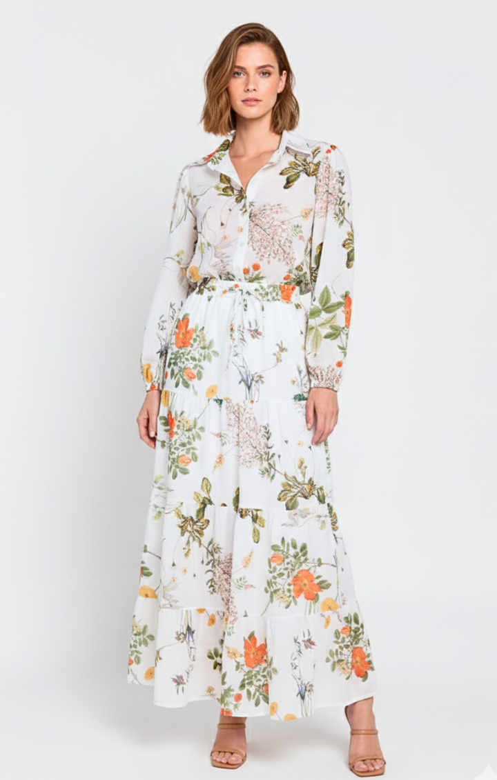 Viera  Tiered Maxi Light Cotton Skirt