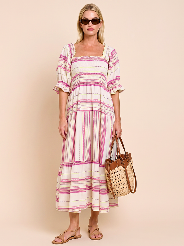 THE AZEL SMOCKED MIDI DRESS