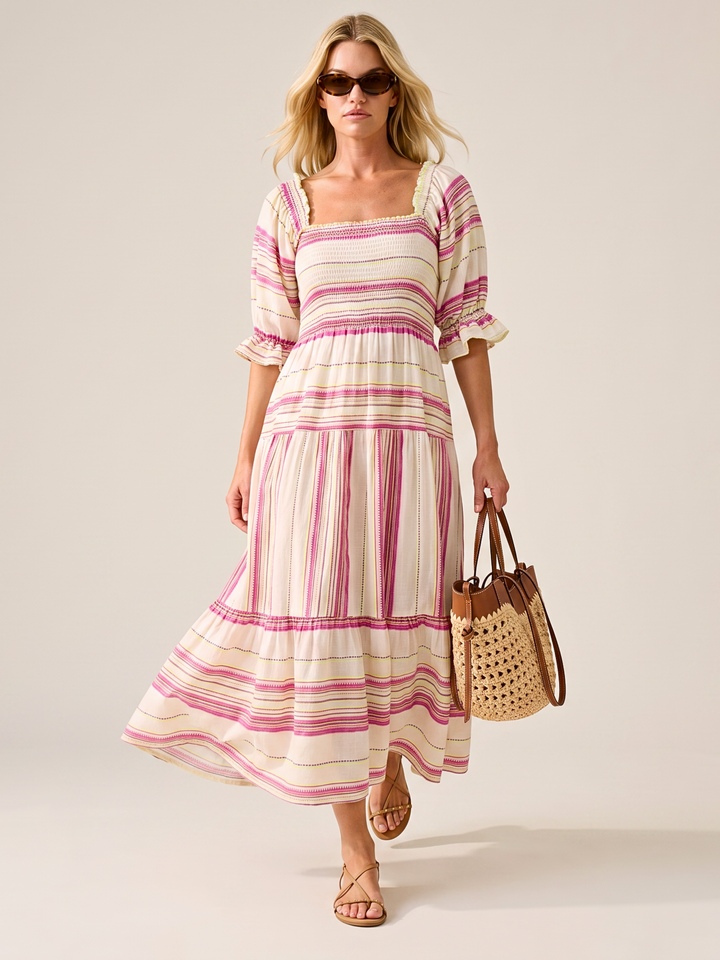 THE AZEL SMOCKED MIDI DRESS