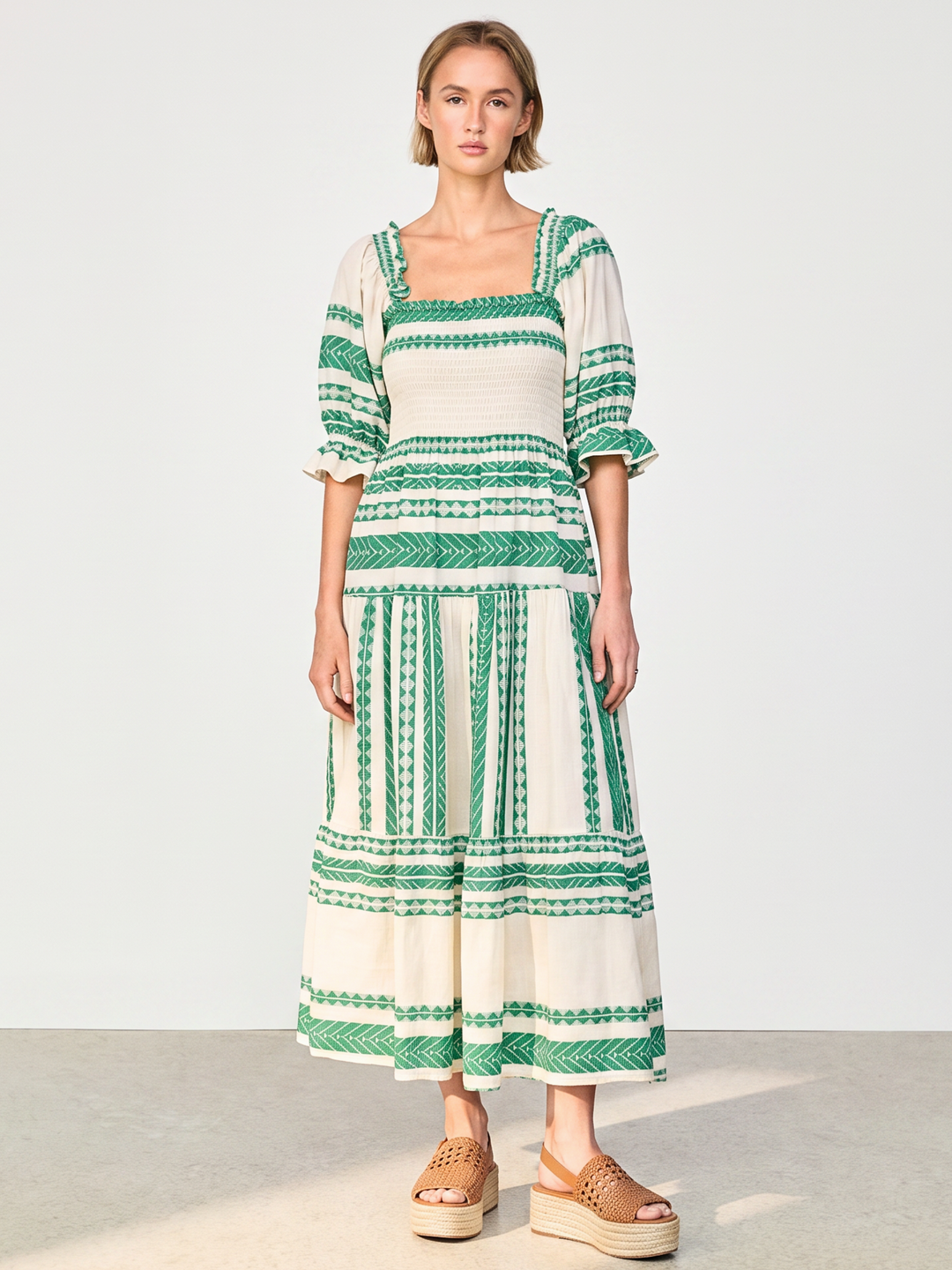 THE AZEL SMOCKED MIDI DRESS