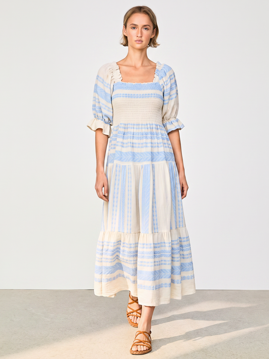 THE AZEL SMOCKED MIDI DRESS