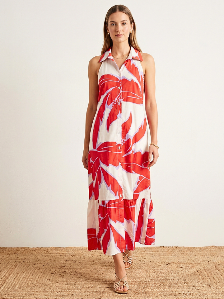 Bettina Halter Button Down Maxi Dress