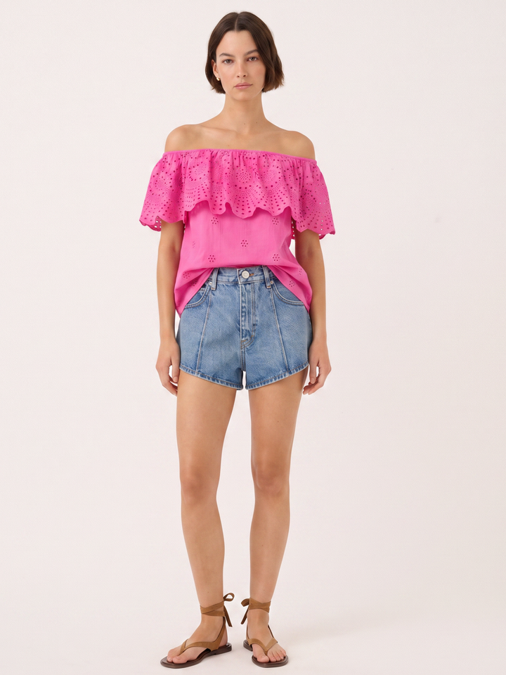 CECILIA off-shoulder eyelet top