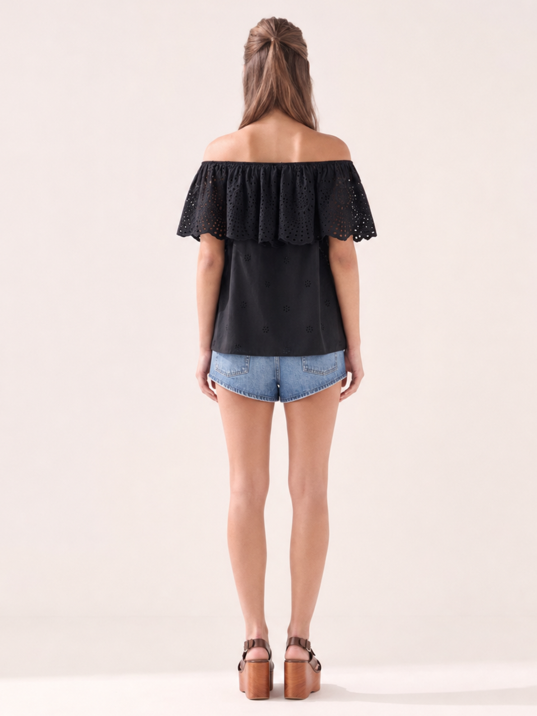 CECILIA off-shoulder eyelet top