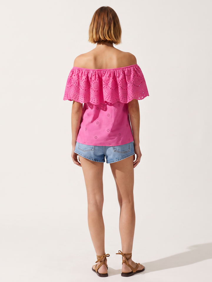 CECILIA off-shoulder eyelet top