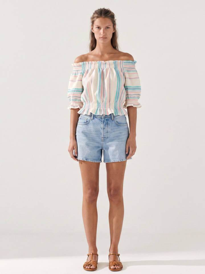 The Chawa  Off-the-Shoulder Smocked  Boho Top