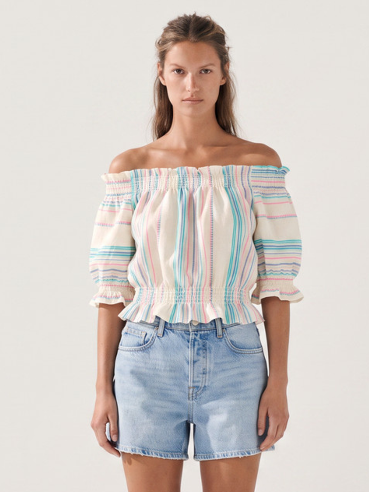 The Chawa  Off-the-Shoulder Smocked  Boho Top