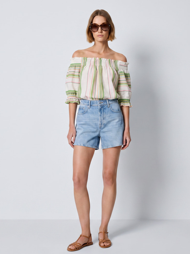 The Chawa  Off-the-Shoulder Smocked  Boho Top