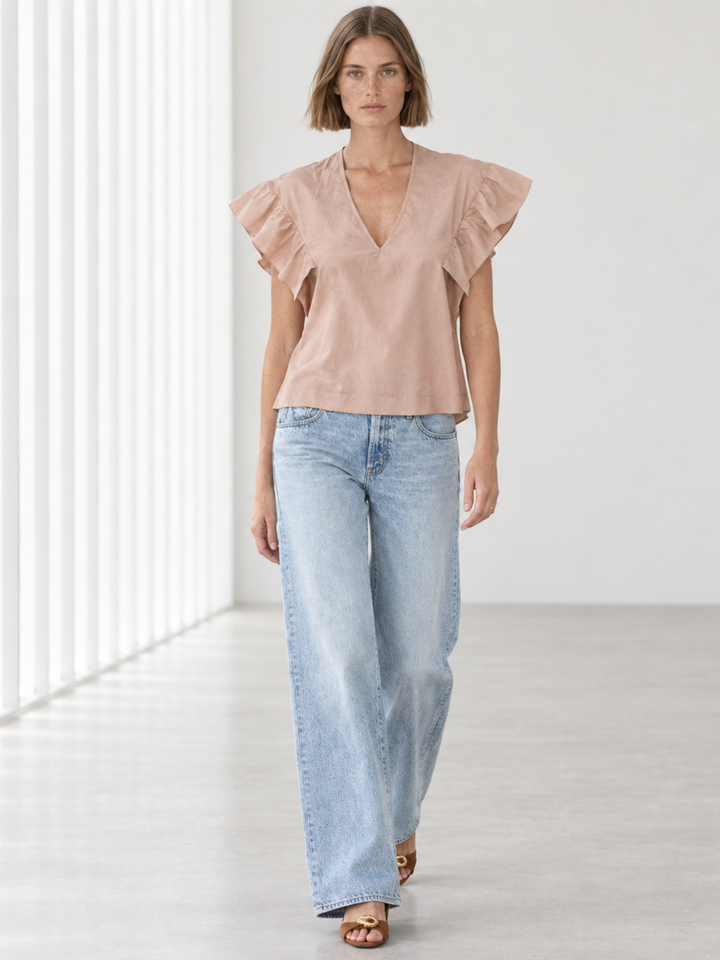 Colette Cotton V-Neck Top