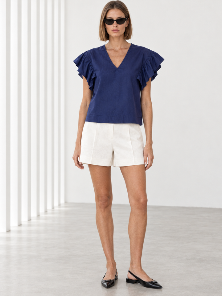 Colette Cotton V-Neck Top