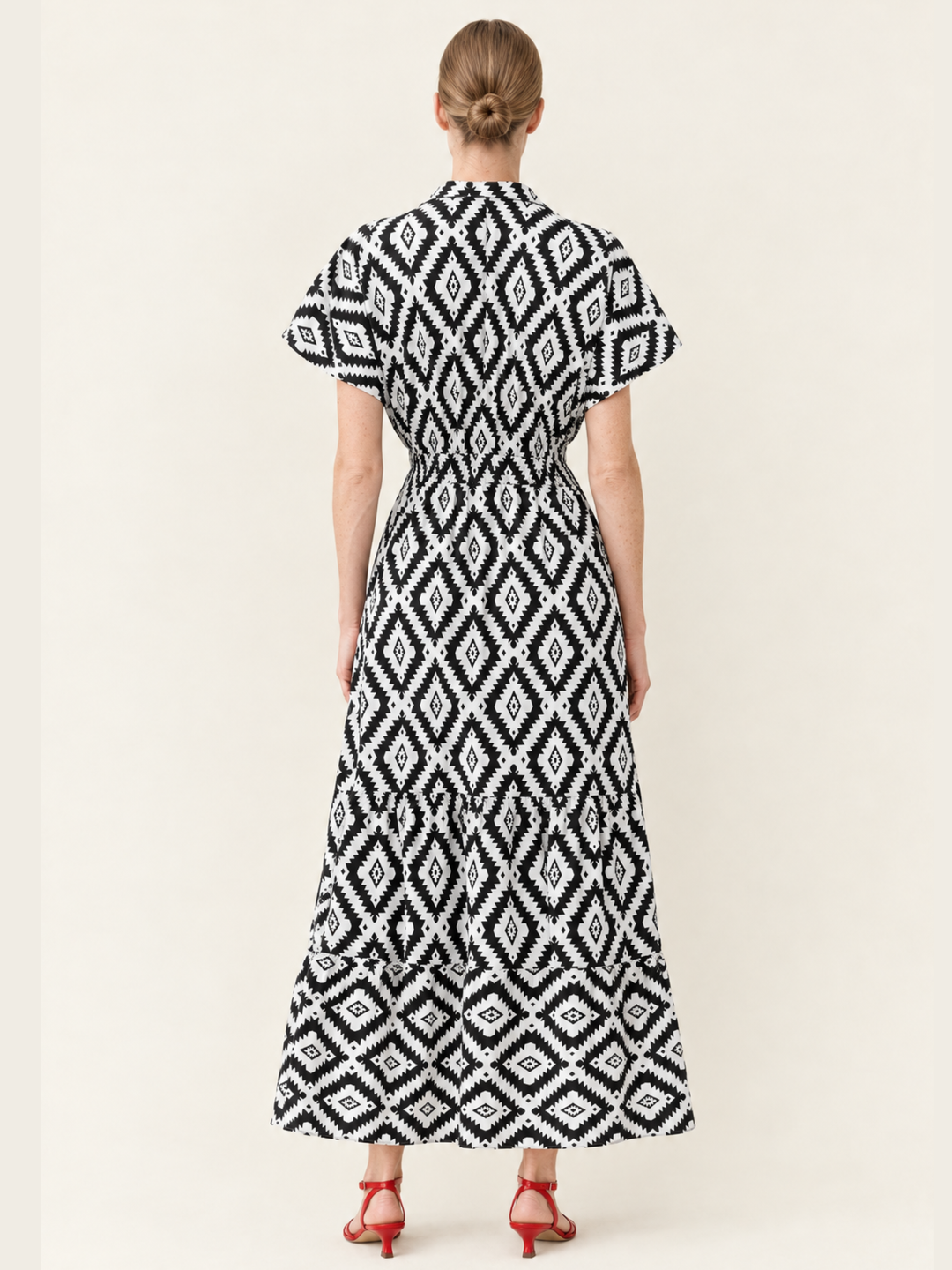 Damaris Collared V-Neck Tiered Maxi Dress