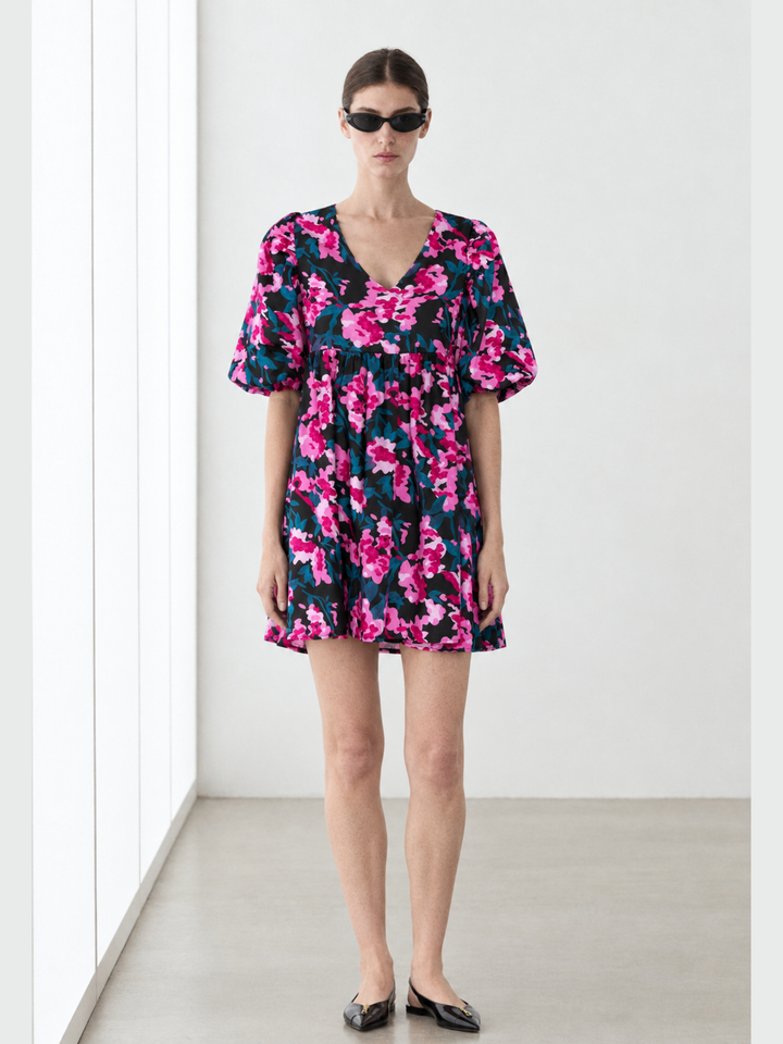 DENTON PUFF SLEEVE BABY DOLL DRESS